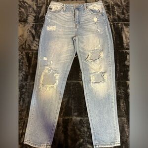 Women’s blue ripped jeans